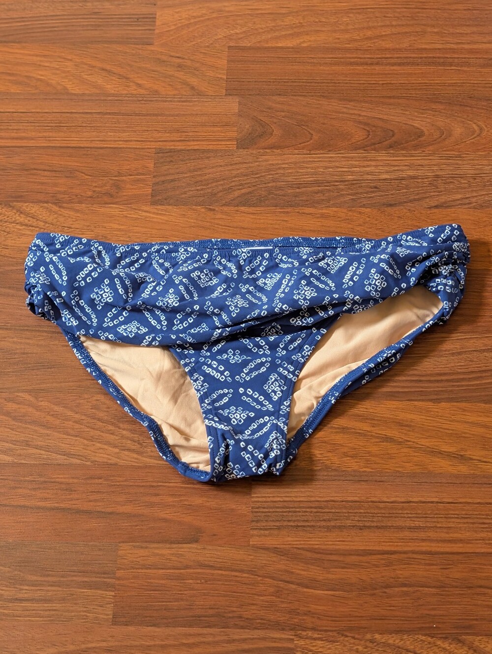 TitleLands' End Foldover Bikini Swim Bottom NWOT Sz 8 Blue Geo Print